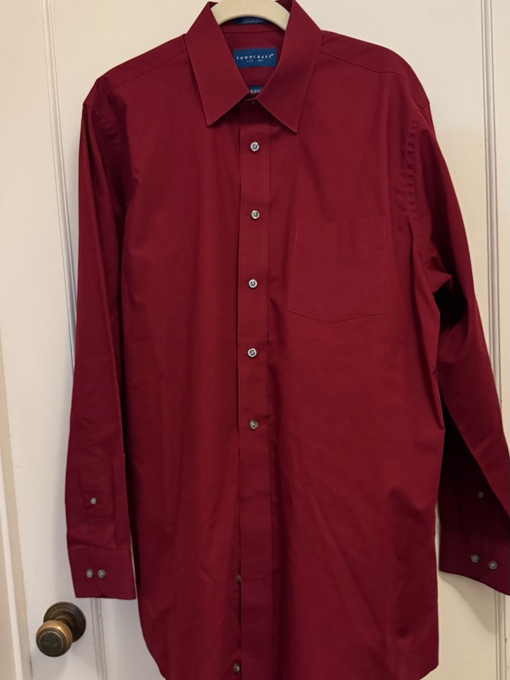 Towncraft Men's Deep Red Button-Front Dress Shirt